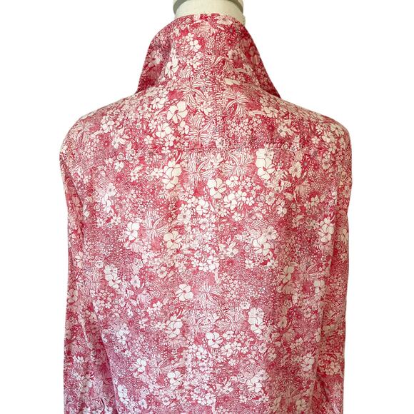 Frank & Eileen Mary Dress Shirtdress Linen Pink Floral Hibiscus Size S - Picture 6 of 7